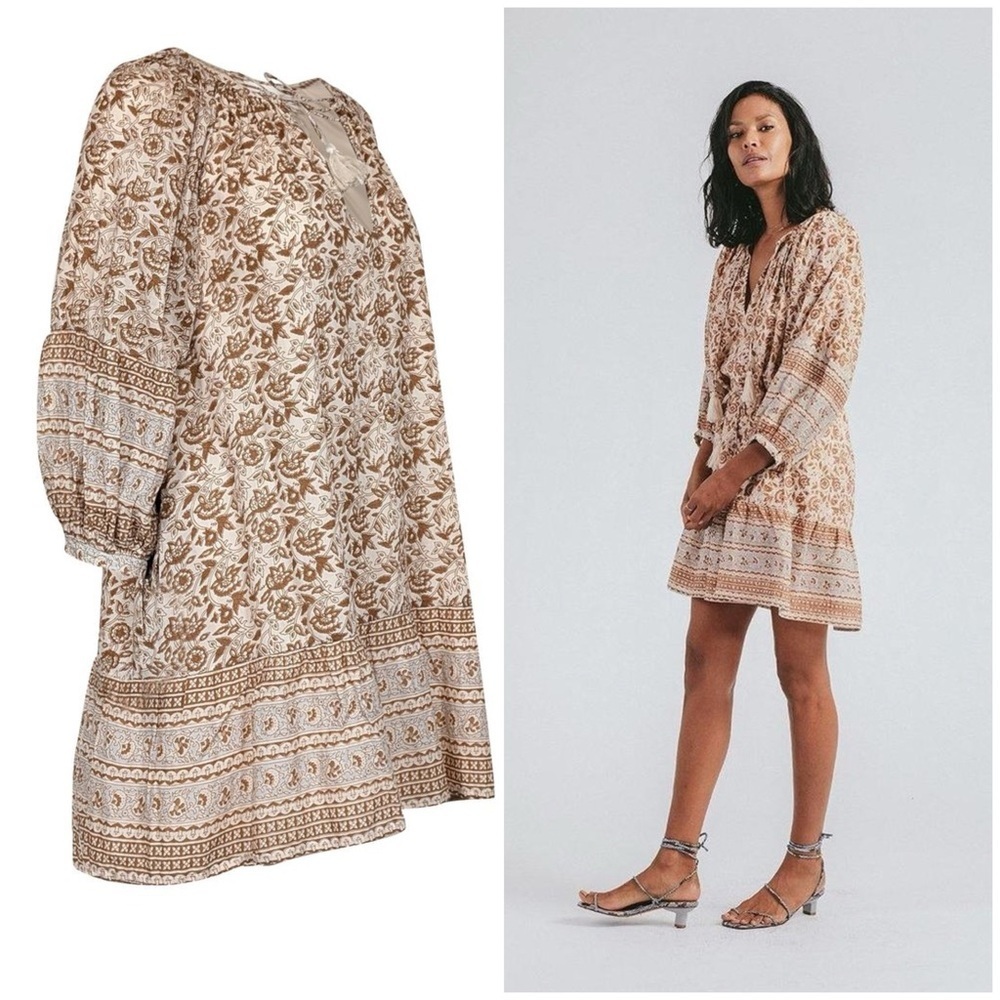 Cleobella / Rosy Mini cotton block printed paisley floral Dress Size s